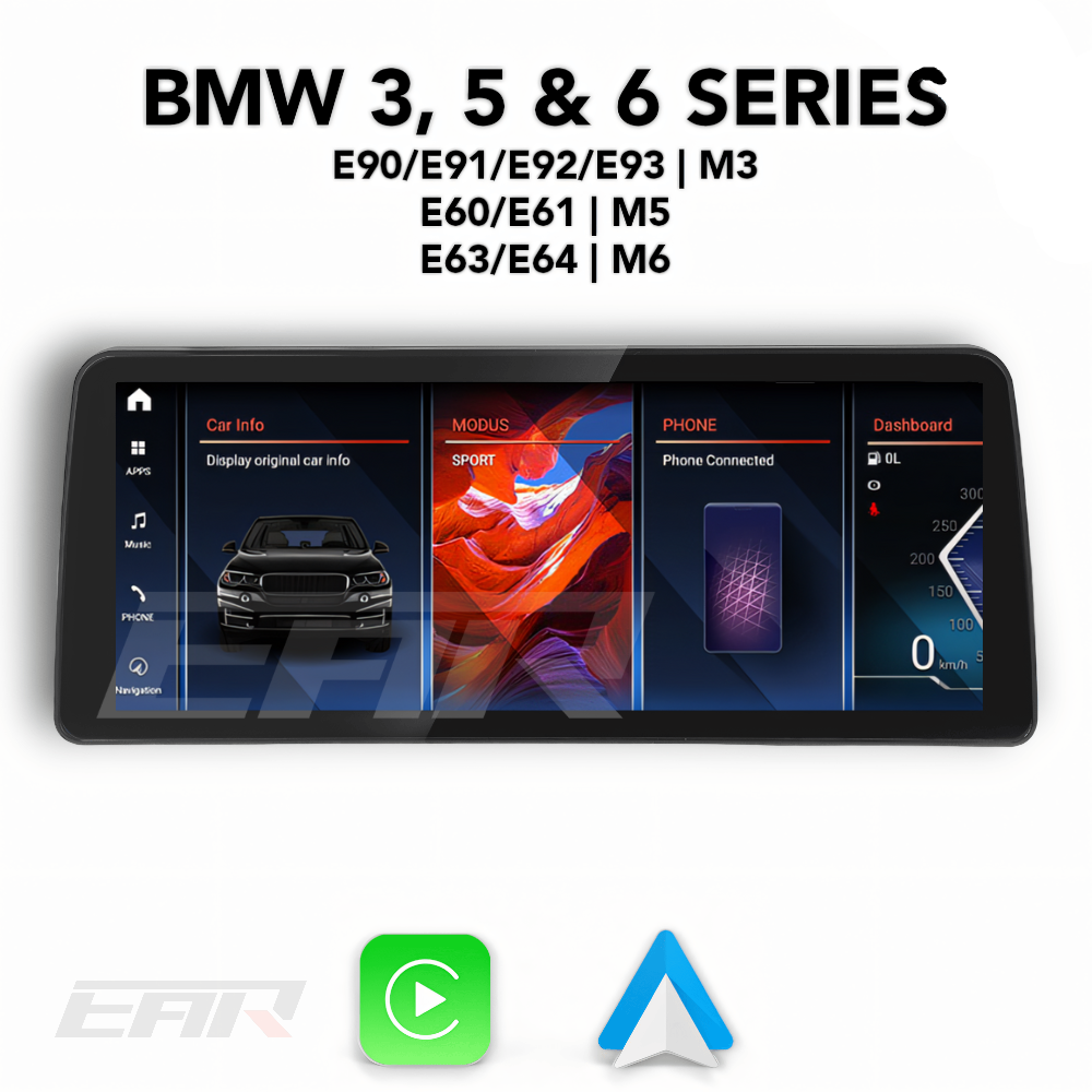 BMW iDrive 8 Android 13.0 3, 5 & 6 Series Multimedia 12.3" Touchscreen Display + Built-In Wireless Carplay & Android Auto | 2003 - 2012 | LHD/RHD