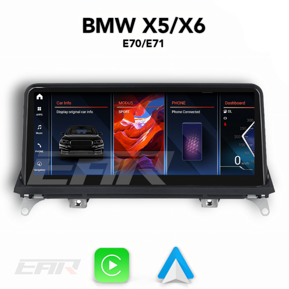 BMW iDrive 8 Android 13.0 X5 & X6 (E70/E71) Multimedia 10.25"/12.3" Touchscreen Display + Built-In Wireless Carplay & Android Auto | 2007 - 2014 | LHD/RHD