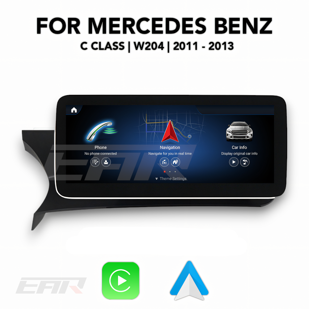 Mercedes Benz C Class Android 12.0 (W204) Multimedia 10.25"/12.3" Touchscreen Display + Built-In Wireless Carplay & Android Auto | 2011 - 2013 | LHD/RHD - Euro Active Retrofits