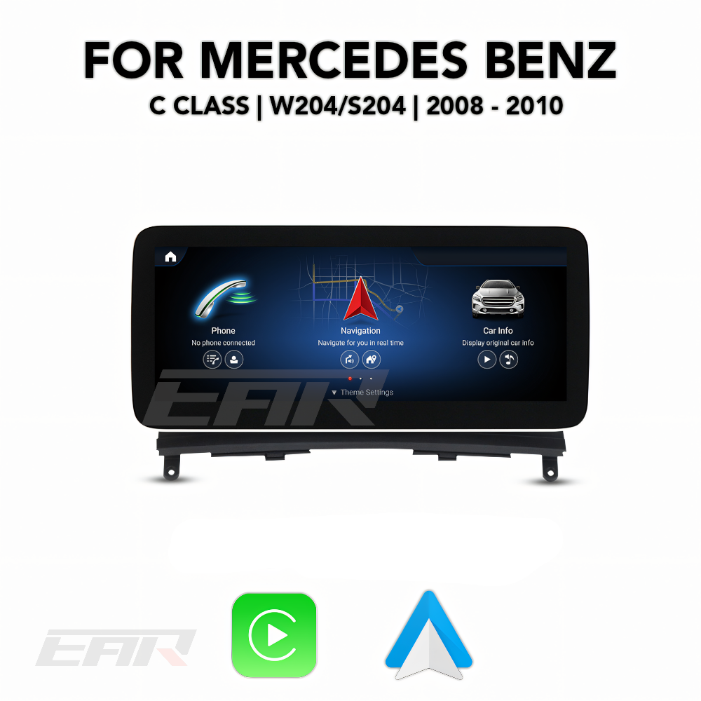 Mercedes Benz C Class Android 12.0 (W204/S204) Multimedia 10.25"/12.3" Touchscreen Display + Built-In Wireless Carplay & Android Auto | 2008 - 2010 | LHD/RHD - Euro Active Retrofits