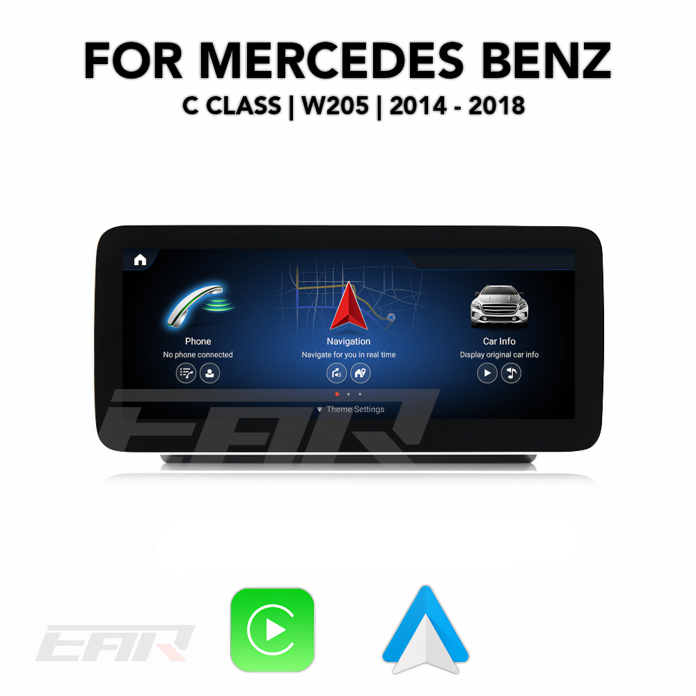 Mercedes Benz C Class Android 12.0 (W205/C205/A205/S205) Multimedia 10.25"/12.3" Touchscreen Display + Built-In Wireless Carplay & Android Auto | 2014 - 2018 | LHD/RHD - Euro Active Retrofits